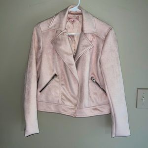 Faux leather pink jacket - suede jacket feel